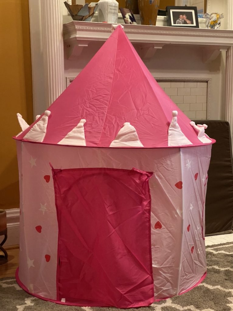 a pink castle tent